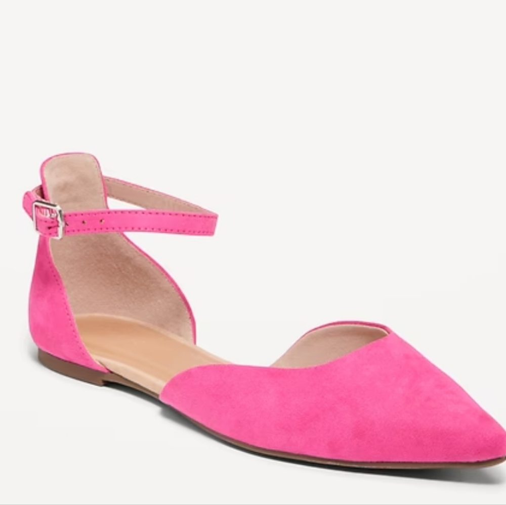 Old Navy Hot Pink Ankle Strap D'Orsay Flats, Women's Size 10, NWOT
